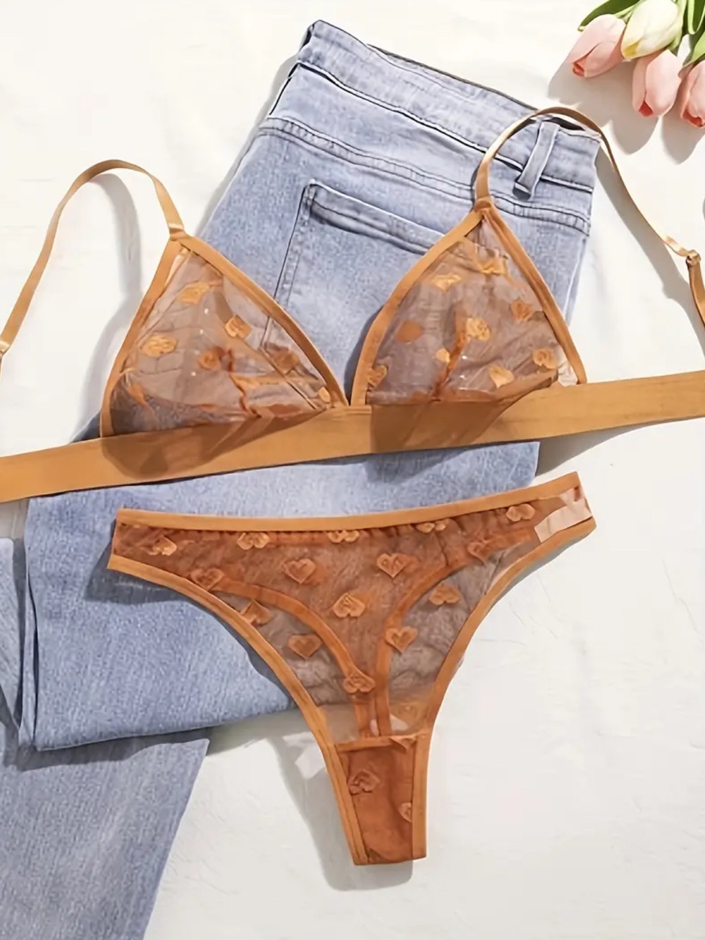 Warm Autumn Toned, Polka Dot, Lingerie Set
